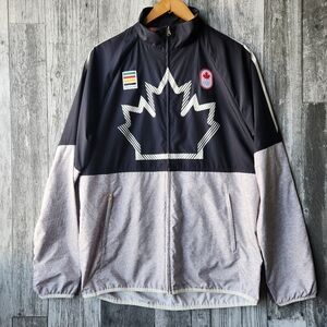 HBC Team Canada Olympics Windrunner Podium Grey Black Jacket Mens Medium